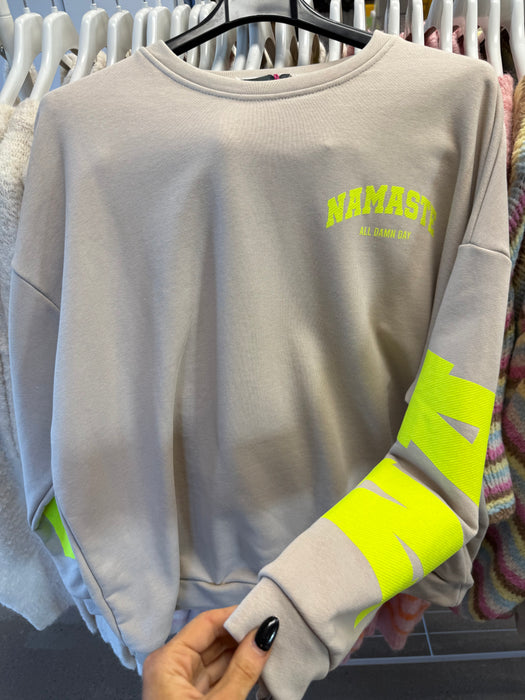Sweatshirt Namaste Taupe / Neon