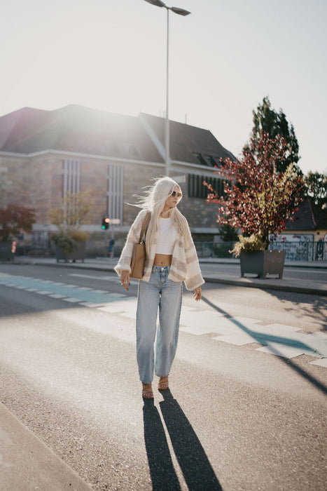 Cardigan  Beige/Weiß