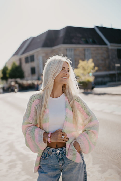 Cardigan Rainbow Grün/Rosé
