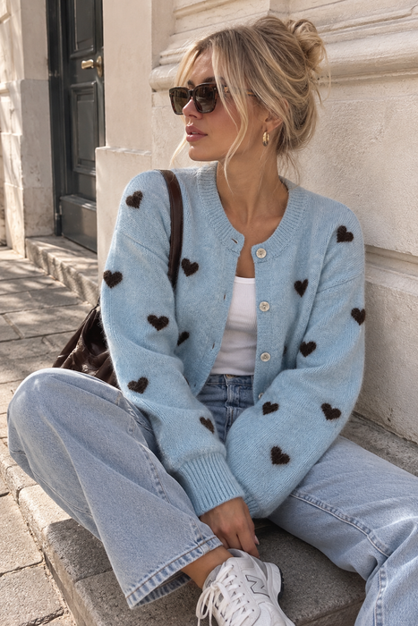 Cardigan Hellblau Herz