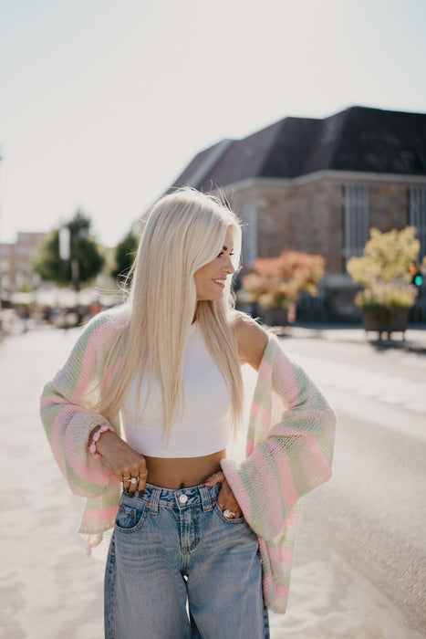 Cardigan Rainbow Grün/Rosé