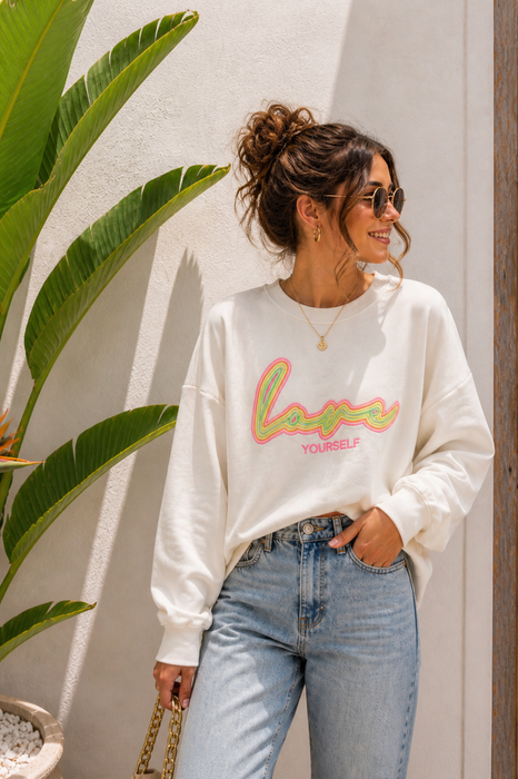 Sweater Love Yourself Weiß - Ohne Rückgaberecht