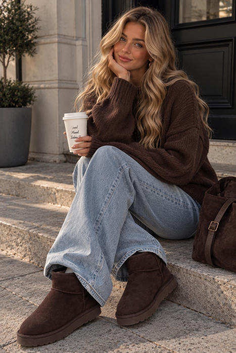 Gefütterte braune Teddystiefel