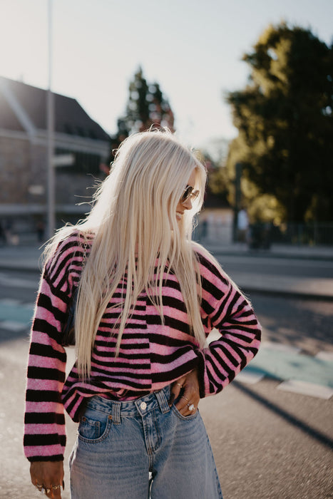 Pullover Stripes Weinrot/Rosa