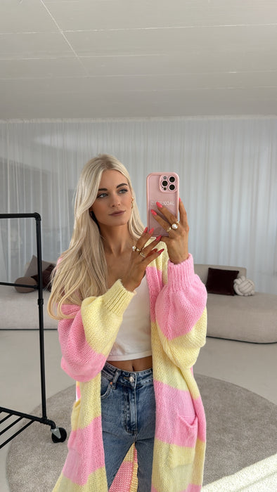 Long Cardigan Pink/Gelb