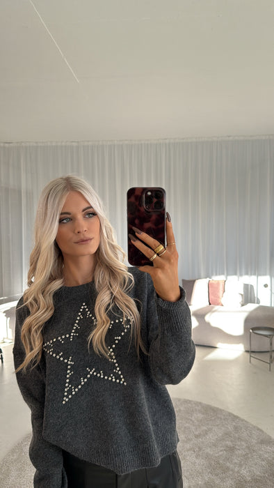 Pullover Stern Glitzer Dunkel