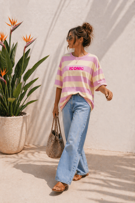 T-Shirt Iconic Rosé/Gelb