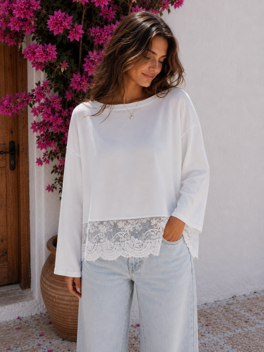 Sweater mit Spitze - Ohne Rückgaberecht