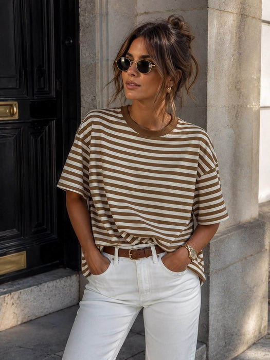 T-Shirt gestreift Braun-Beige