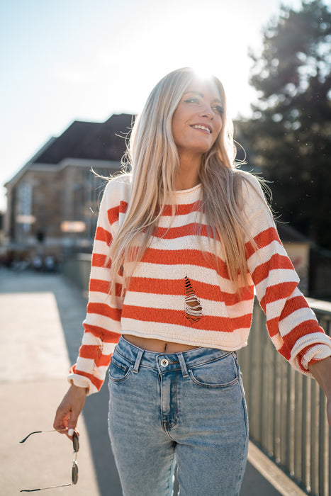 Sweater Antique White Orange