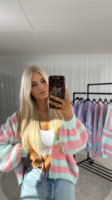 Cardigan Candy - Aqua/Rosé