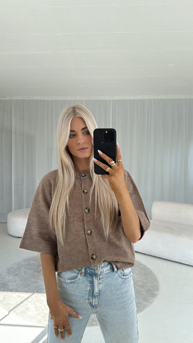 Cardigan Braun Melange Kurzarm