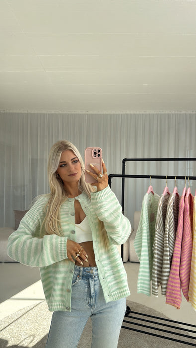 Cardigan Kayla MINTGRÜN/Weiß✨