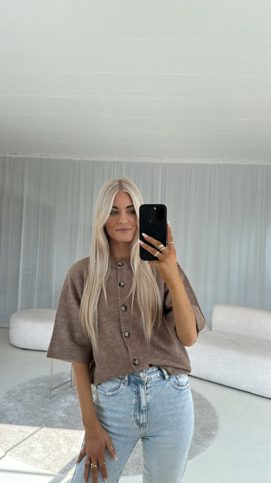 Cardigan Braun Melange Kurzarm