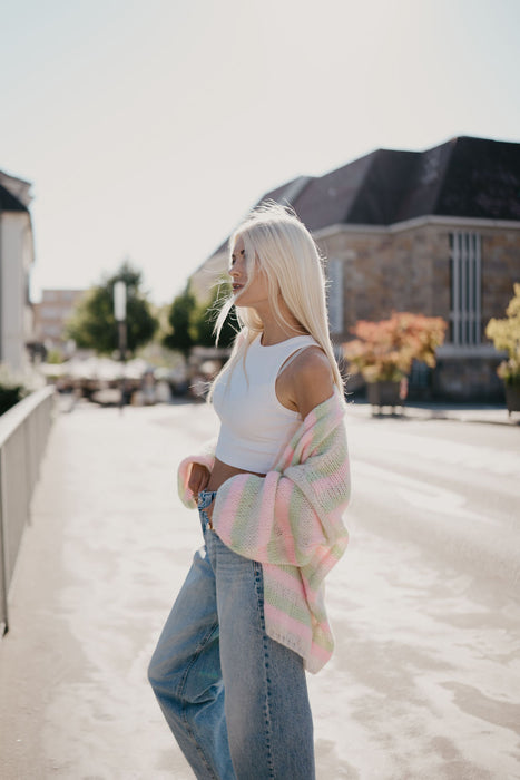 Cardigan Rainbow Grün/Rosé
