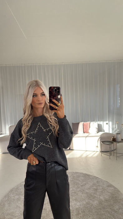 Pullover Stern Glitzer Dunkel