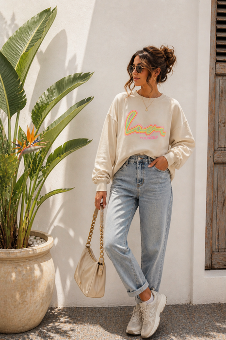 Sweater Love Yourself Beige - Ohne Rückgaberecht