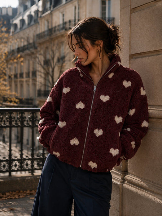 Teddyjacke Amy Burgunder