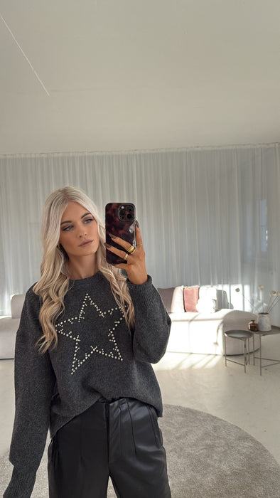 Pullover Stern Glitzer Dunkel