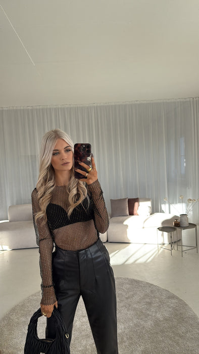 Netz Glitzer Oberteil Black