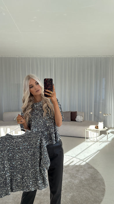 Oversize T-Shirt Glitzer Grey