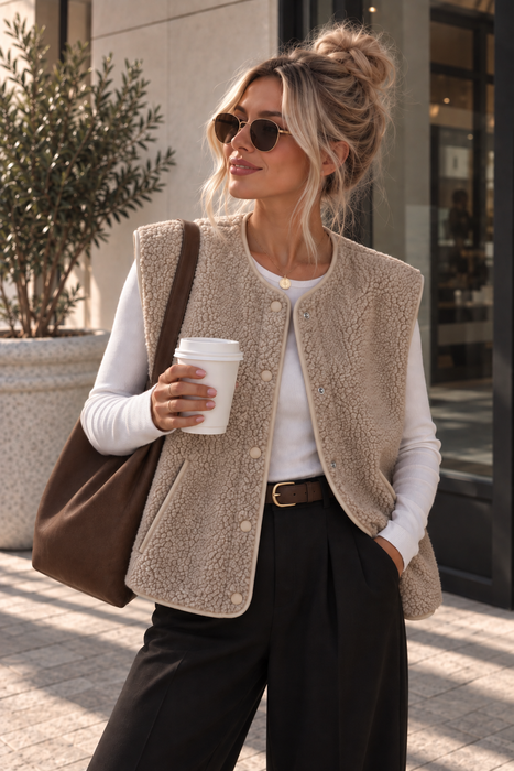 Teddy Weste Jelly in Camel