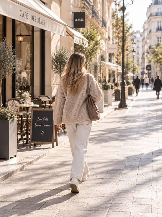 Teddyjacke Beige mit Innenflece