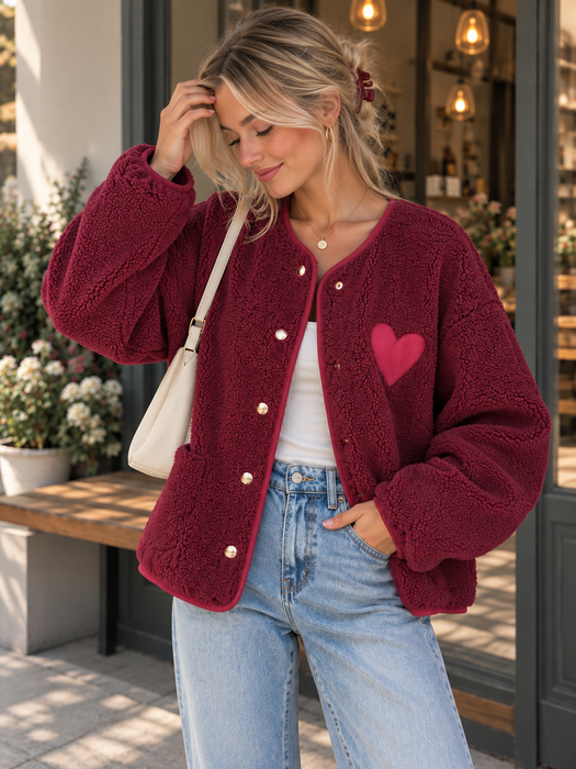 Teddyjacke mit Herz Burgunder