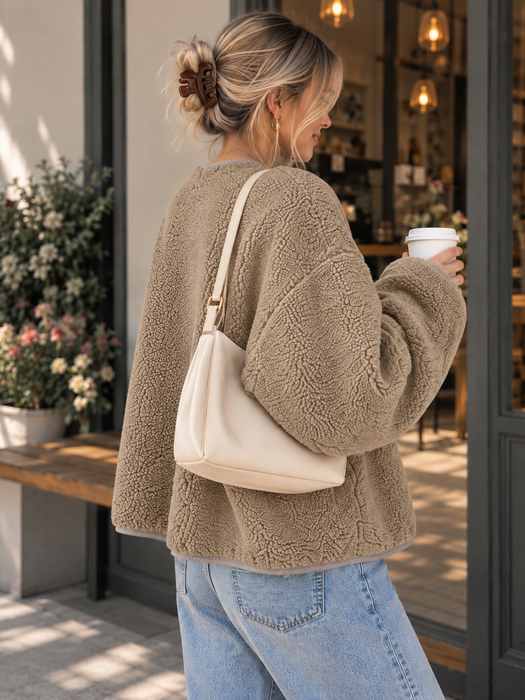 Teddyjacke mit Herz Beige