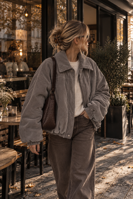 Cordjacke Grau