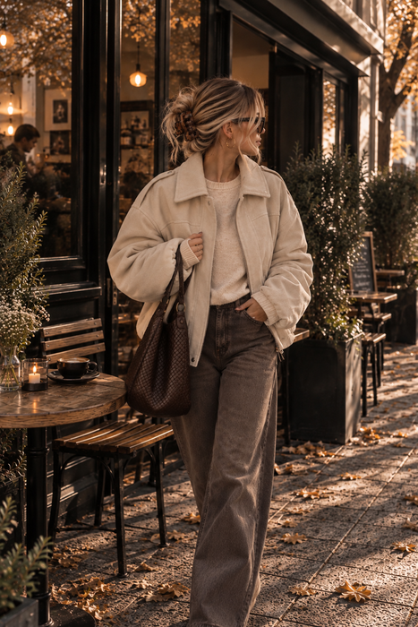 Wildlederjacke Beige