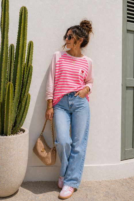 Longsleve Stripes Rosé/Rot