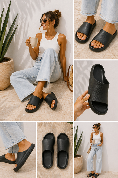 Leichte Slipper Sand Black