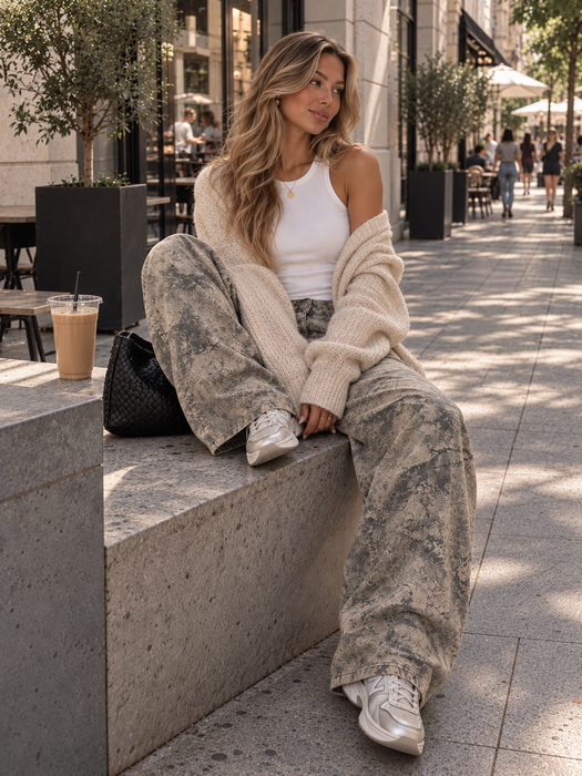 Wide Leg Jeans Camo