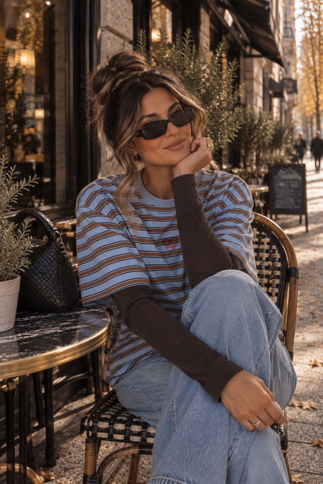 T-Shirt Stripes Blue-Brown