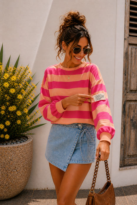Sweater Stripes Butterstoff Peach/Pink