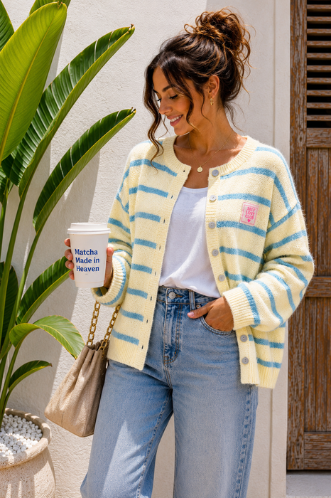 Cardigan Gelb/Blau - Ohne Rückgaberecht