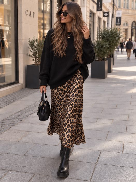 Viskose Rock Leo Camel/Braun - Blickdicht