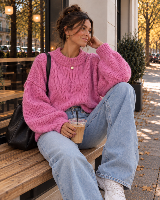 Strickpulli Pink normale Länge
