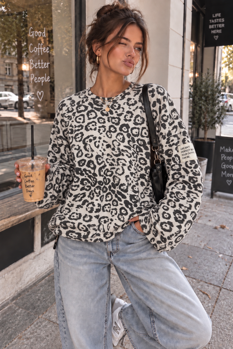 Leo-Sweater Weiß-Schwarz