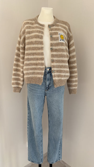 Cardigan Stripes Beige/weiß- Ohne Rückgaberecht