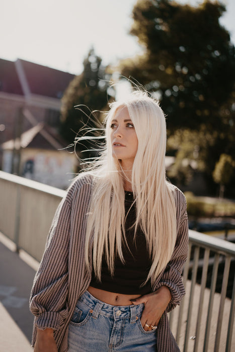 Musselinbluse Stripes Nougat