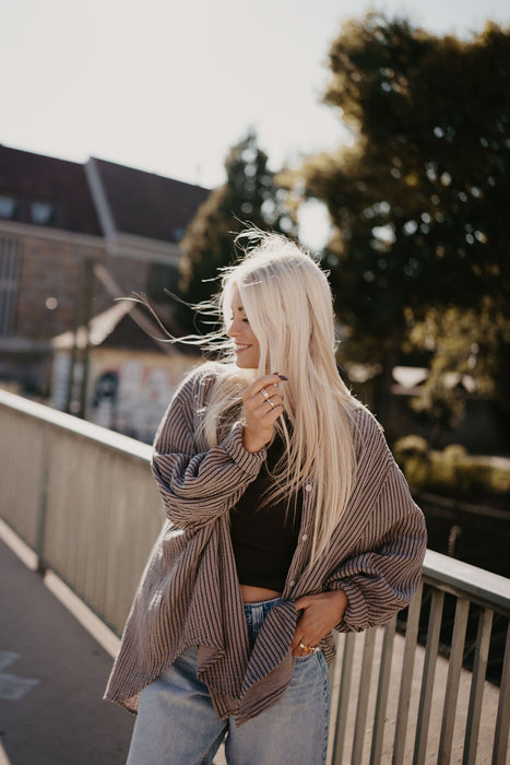 Musselinbluse Stripes Nougat