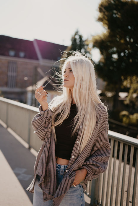 Musselinbluse Stripes Nougat