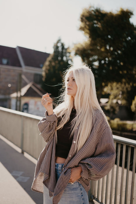 Musselinbluse Stripes Nougat