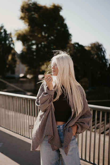Musselinbluse Stripes Nougat
