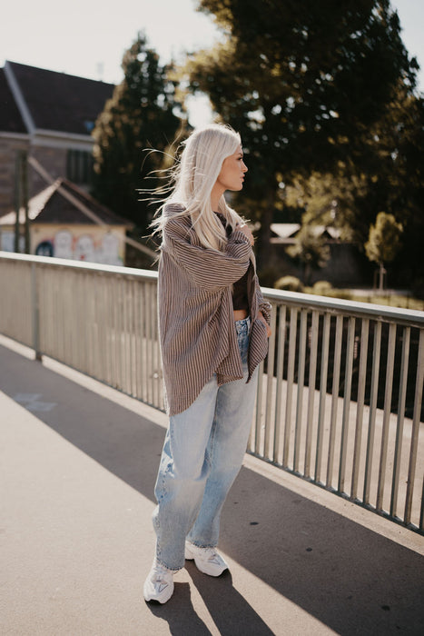 Musselinbluse Stripes Nougat