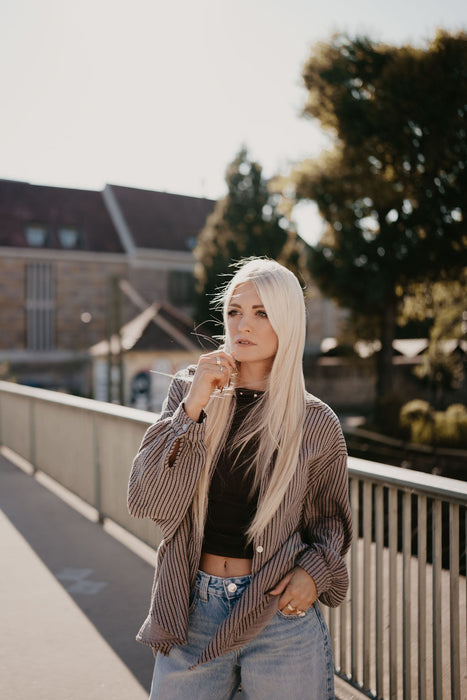 Musselinbluse Stripes Nougat