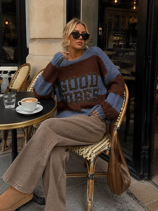 Pullover Good Vibes Blau