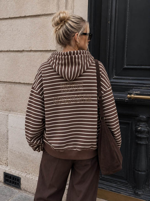 Hoodie mit Reißverschluss mit Rückenprint Braun